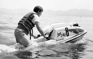 Dan Koon jetskiing at Lake Elsinore near Golden Era Productions 1990s.