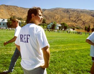 Dan Koon refereeing team games at Golden Era Productions 1997.