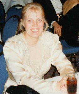 Mariette Lindstein at a staff Christmas party at a Los Angeles hotel circa 1987.