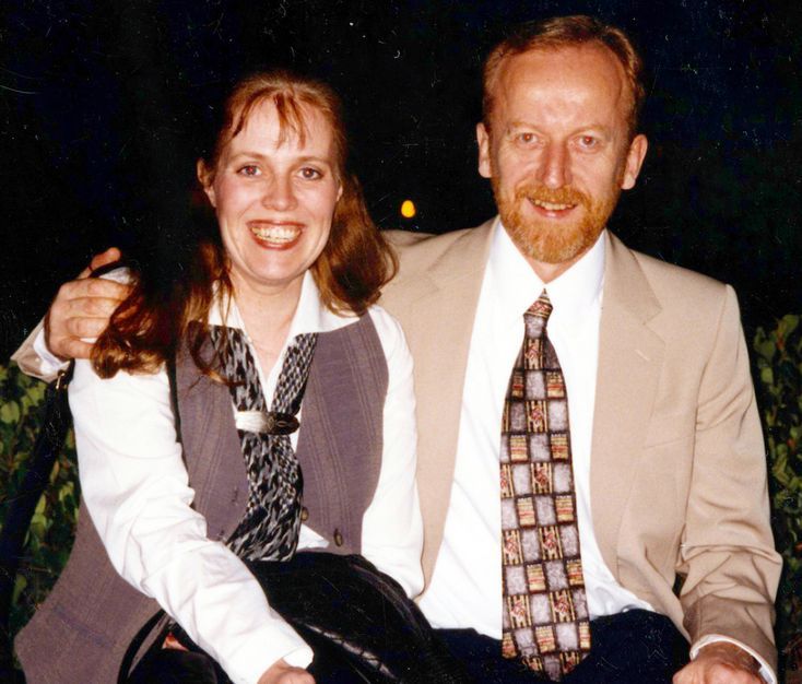 Mariette Lindstein with her husband at Golden Era Productions 1990s.